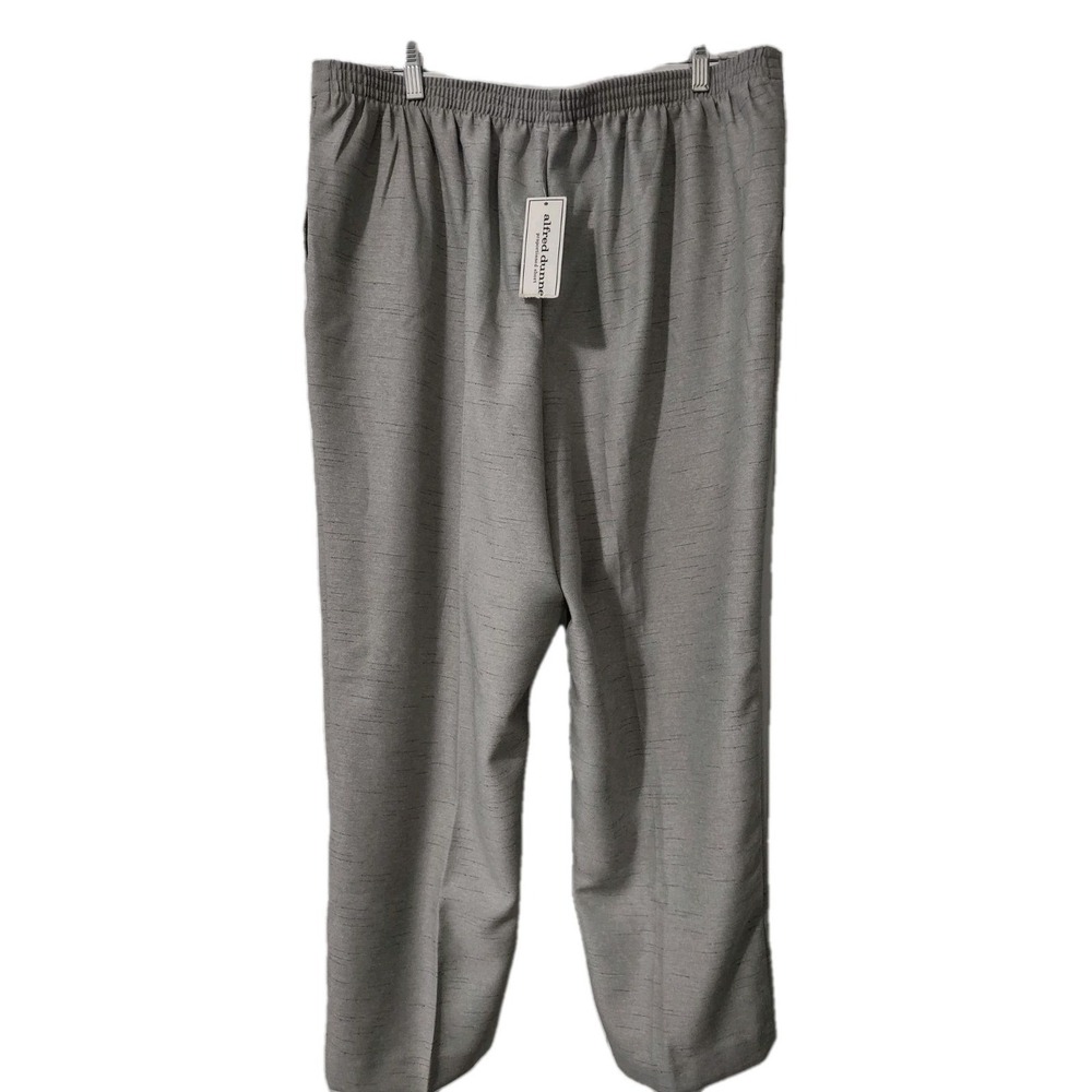 Alfred Dunner Pants 18 Womens Gray Proportioned Short Elastic Waist Slub Office